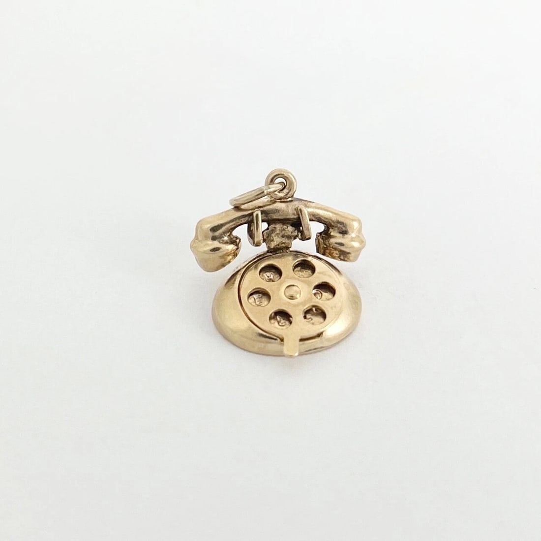 Vintage 1950's Rotary Telephone Movable Charm 14K Yellow Gold, 2.32 Grams - 9