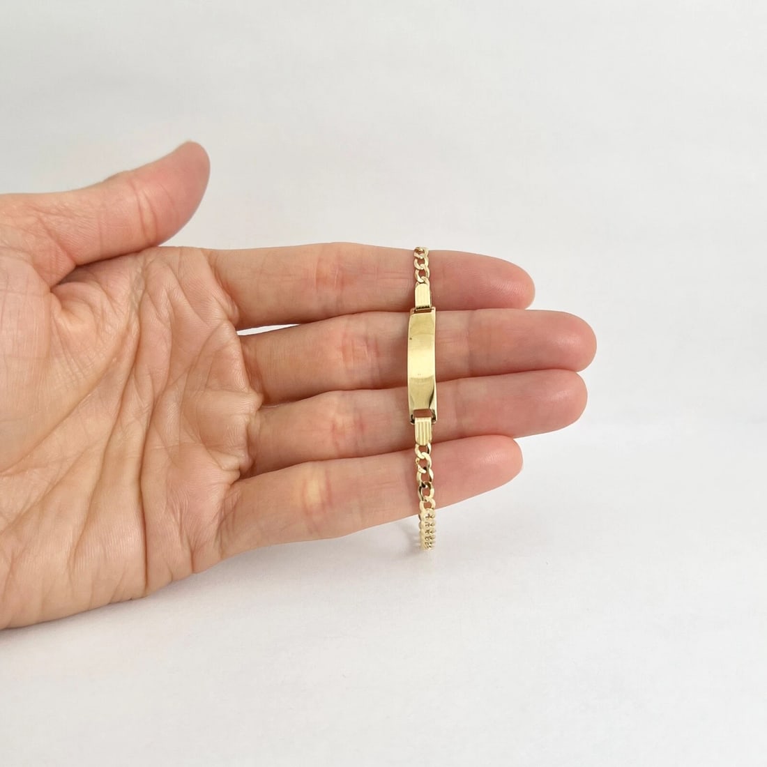 Vintage ID Nameplate Curb Chain Bracelet 14K Yellow Gold, 2.88 Grams - 7