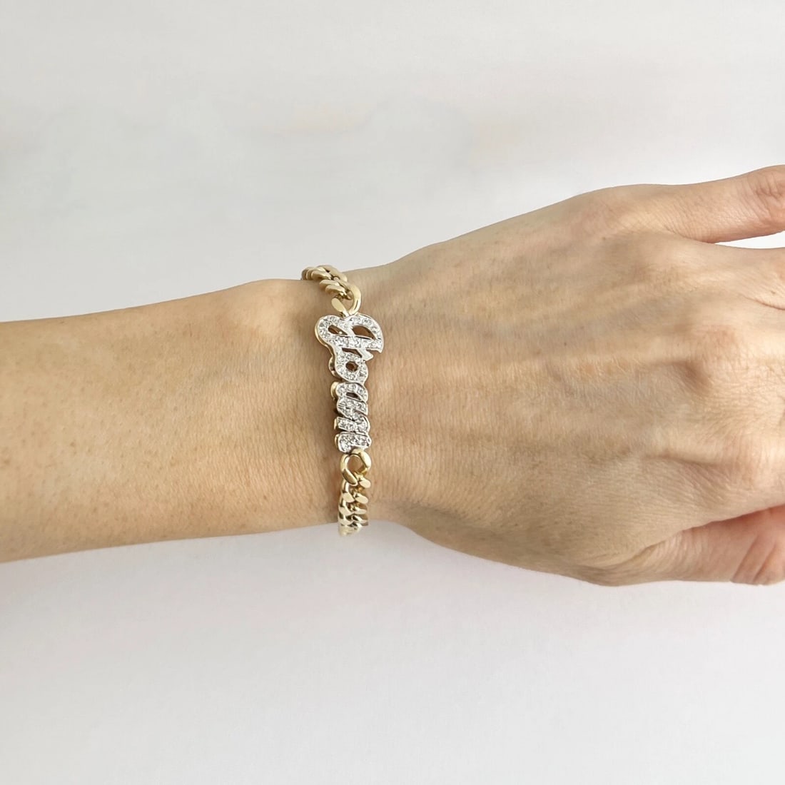 Vintage Joan Diamond Name ID Curb Chain Bracelet 14K Yellow Gold, 17.52 Grams - 6