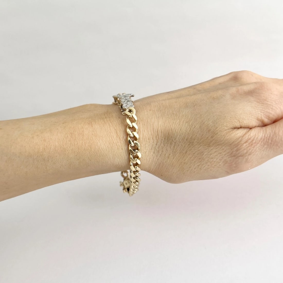 Vintage Joan Diamond Name ID Curb Chain Bracelet 14K Yellow Gold, 17.52 Grams - 7