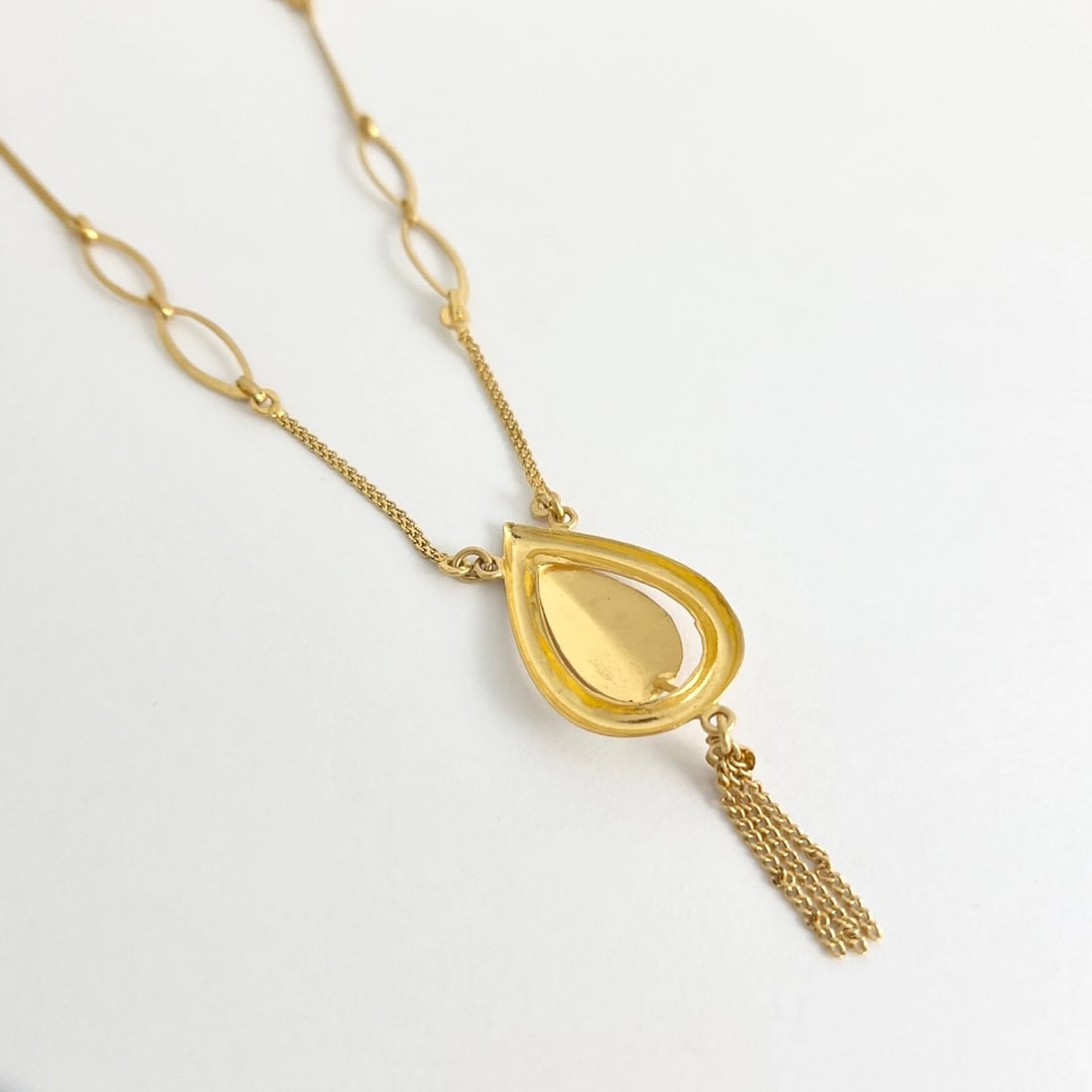 Vintage Teardrop Tassel Pendant Necklace 22K Yellow Gold, 18.75 Inch, 8.43 Grams - 8