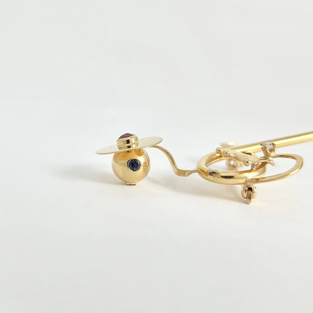 Vintage 1930's 1940's Forstner Asymmetrical Brooch Pin 14K Yellow Gold, 6.20 Gr - 9
