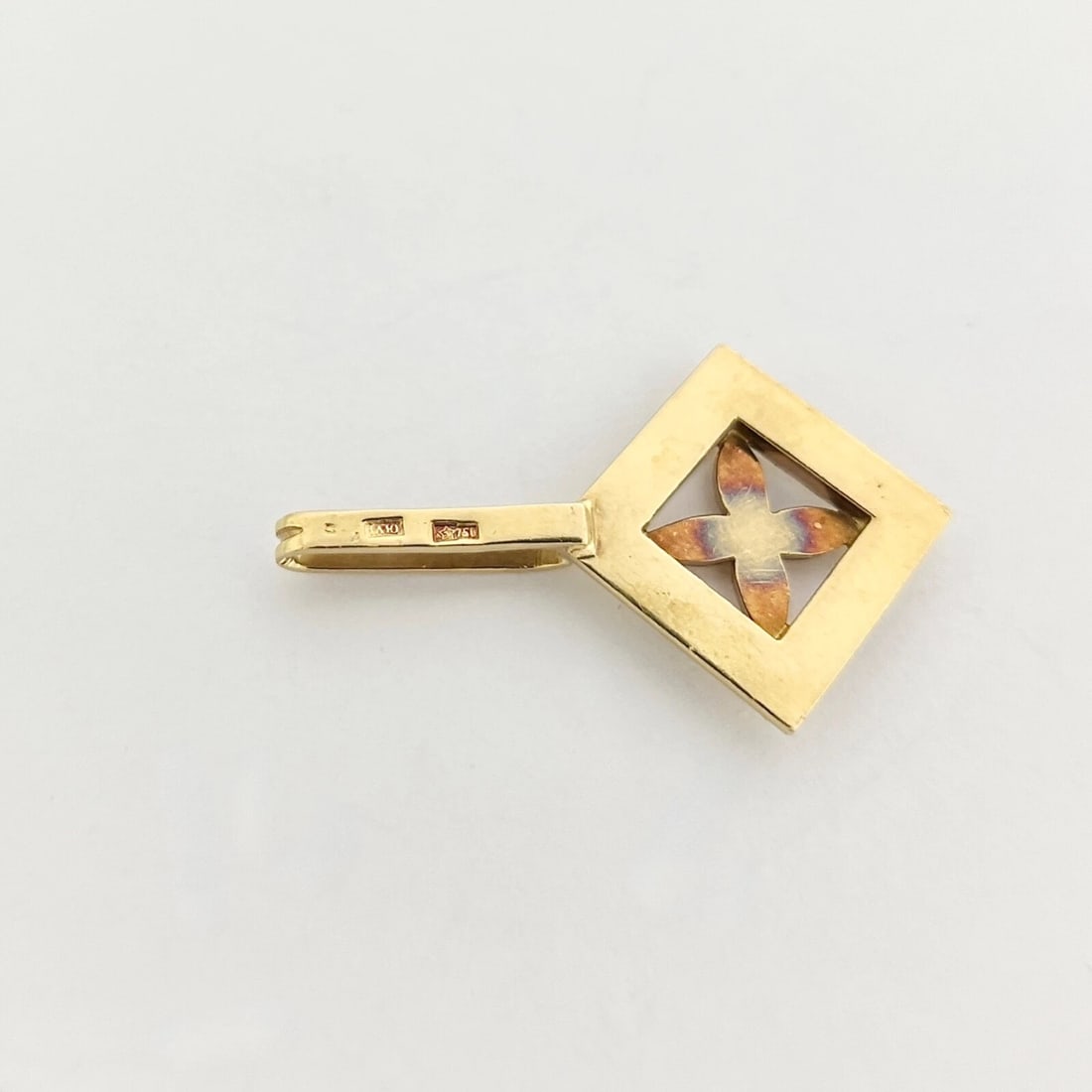 Vintage Drop Star Flower Necklace Pendant 18K Yellow Gold, 5.39 Grams - 8