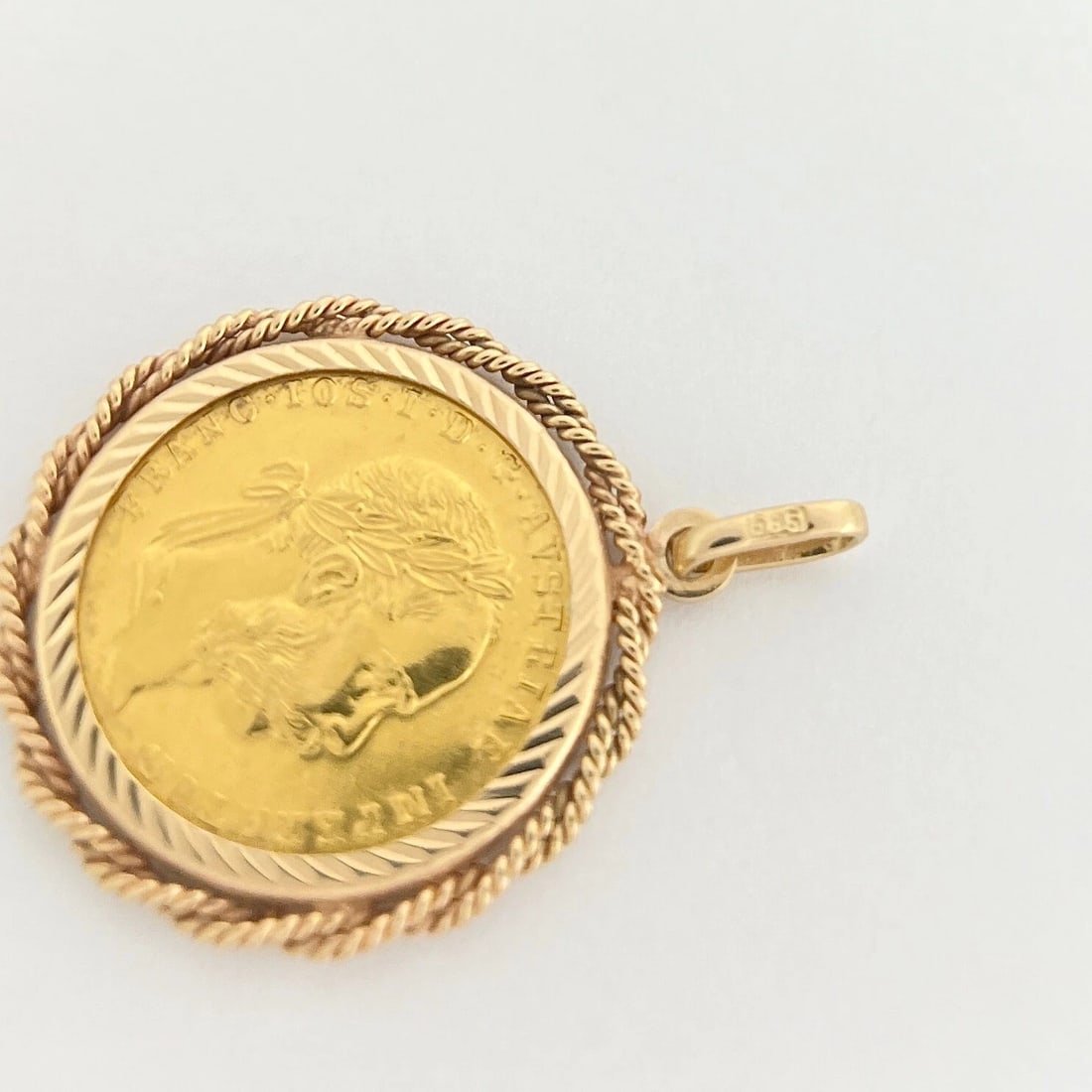 1915 Austrian Coin Franc Avstriae Imperator Pendant 24K Yellow Gold, 5.71 Grams - 8