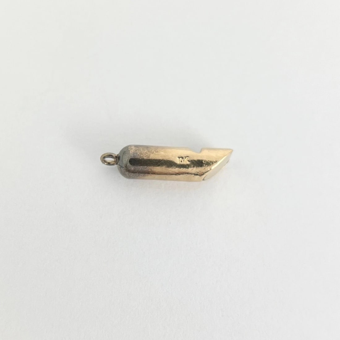 Antique Whistle Necklace Pendant Bracelet Charm 10K Yellow Gold, .88 Grams - 6