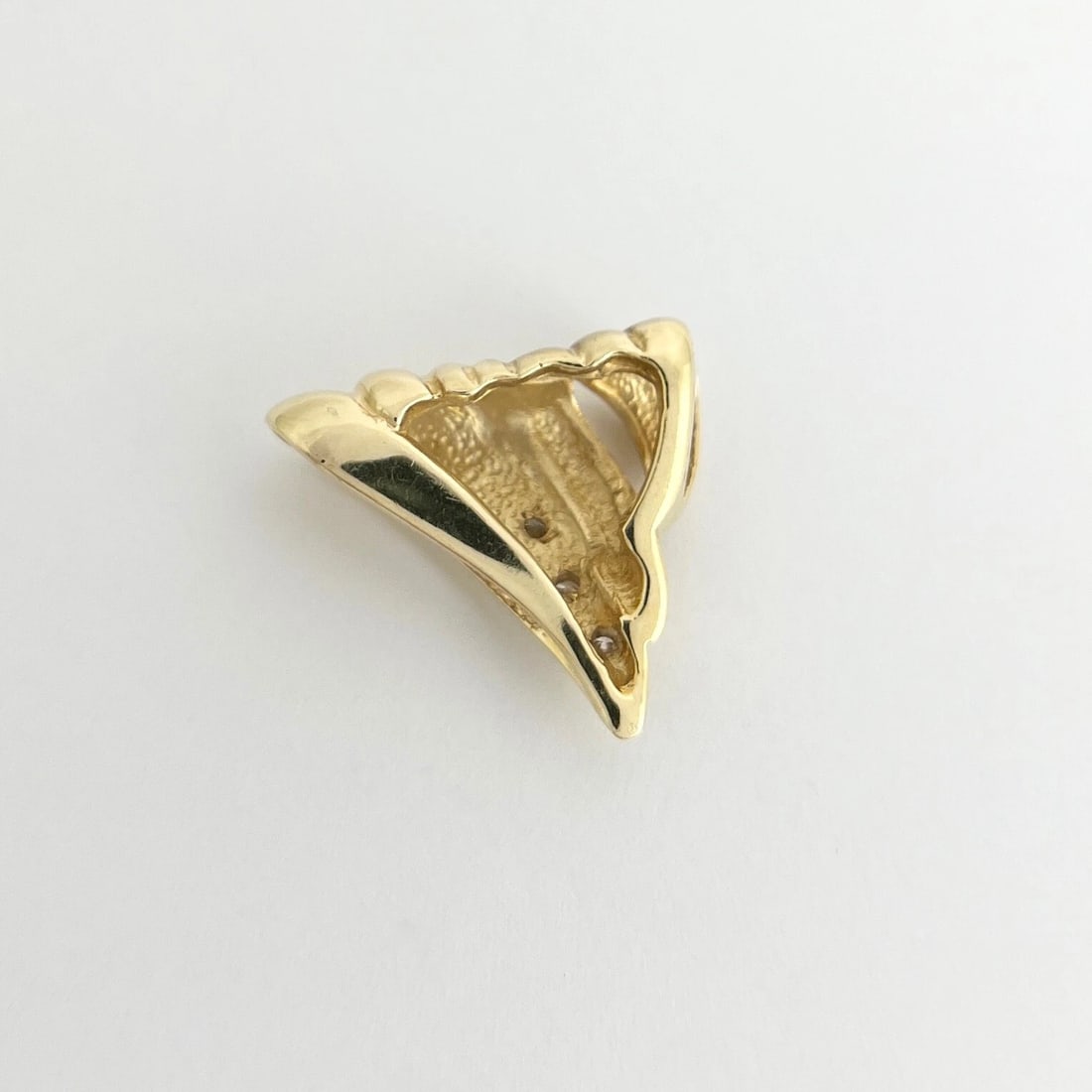 Vintage Diamond Matte Triangle Necklace Pendant 14K Yellow Gold, 8.91 Grams - 8