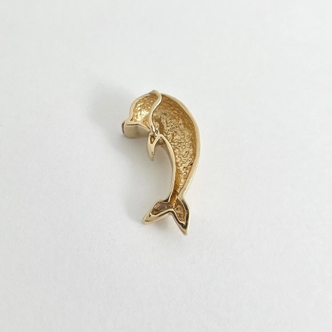 Vintage Dolphin Necklace Pendant Charm 14K Yellow Gold, 1.96 Grams - 7