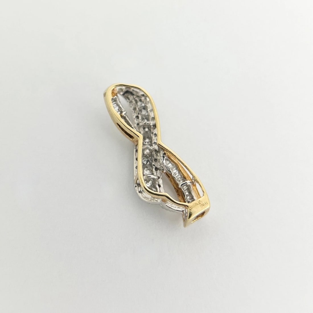 Vintage Diamond Awareness Ribbon Necklace Pendant 10K Yellow Gold, 2.03 Grams - 7