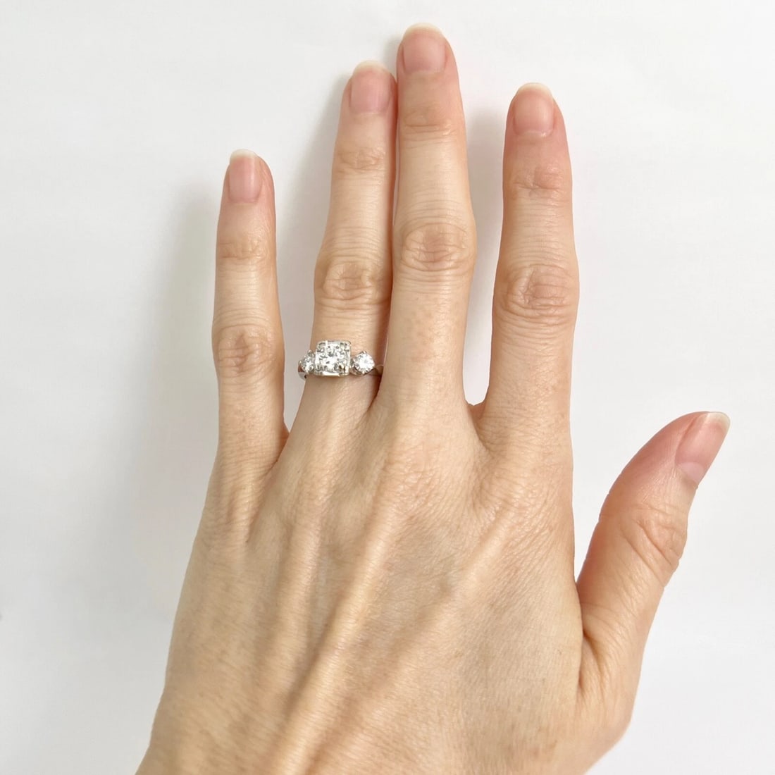 Vintage 1950's 1960's Diamond Engagement Ring 14K White Gold, .77 CTW, 2.89 Gr - 3