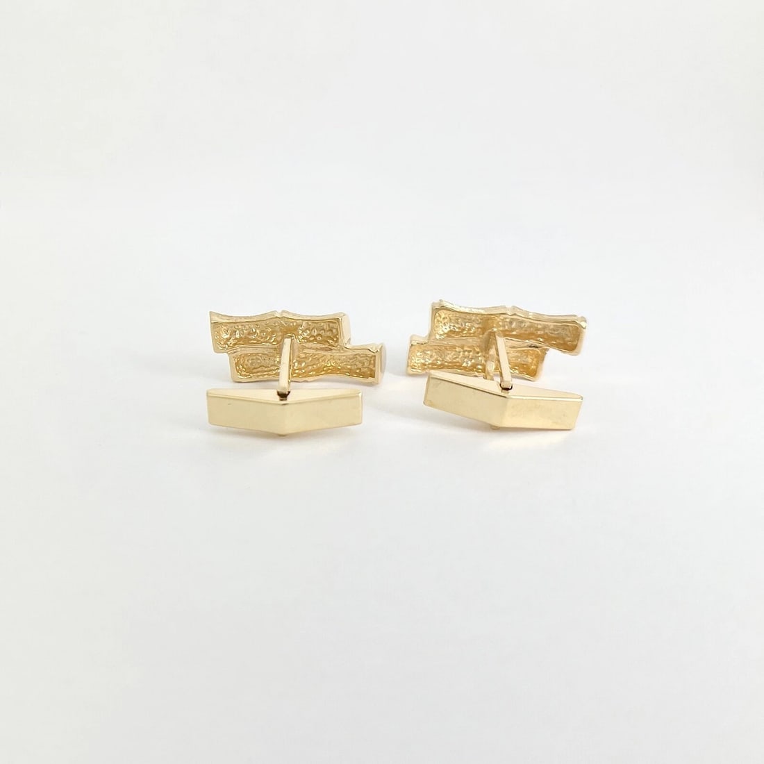 Vintage 1960's Textured Bamboo Cufflinks 14K Yellow Gold, 12.46 Gr - 8