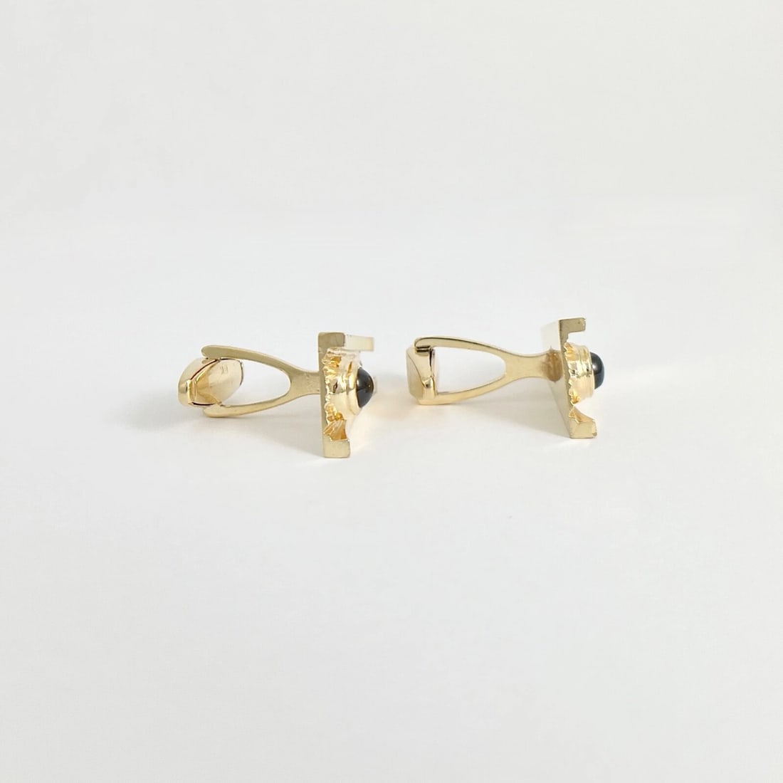 Vintage 1960's Tiger's Eye Asymmetrical Cufflinks 14K Yellow Gold, 14.48 Gr - 8