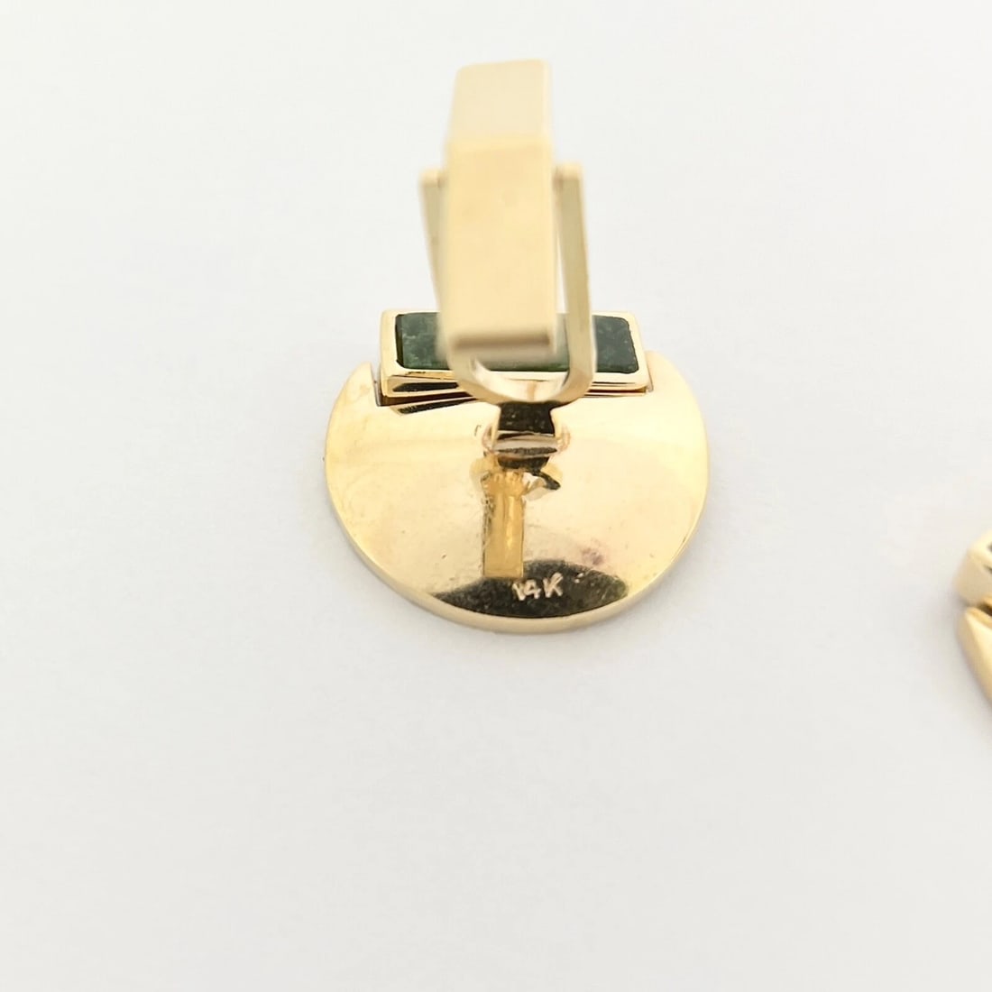 Vintage 1960's Black Onyx Green Serpentine Cufflinks 14K Yellow Gold, 13.65 Gr - 13