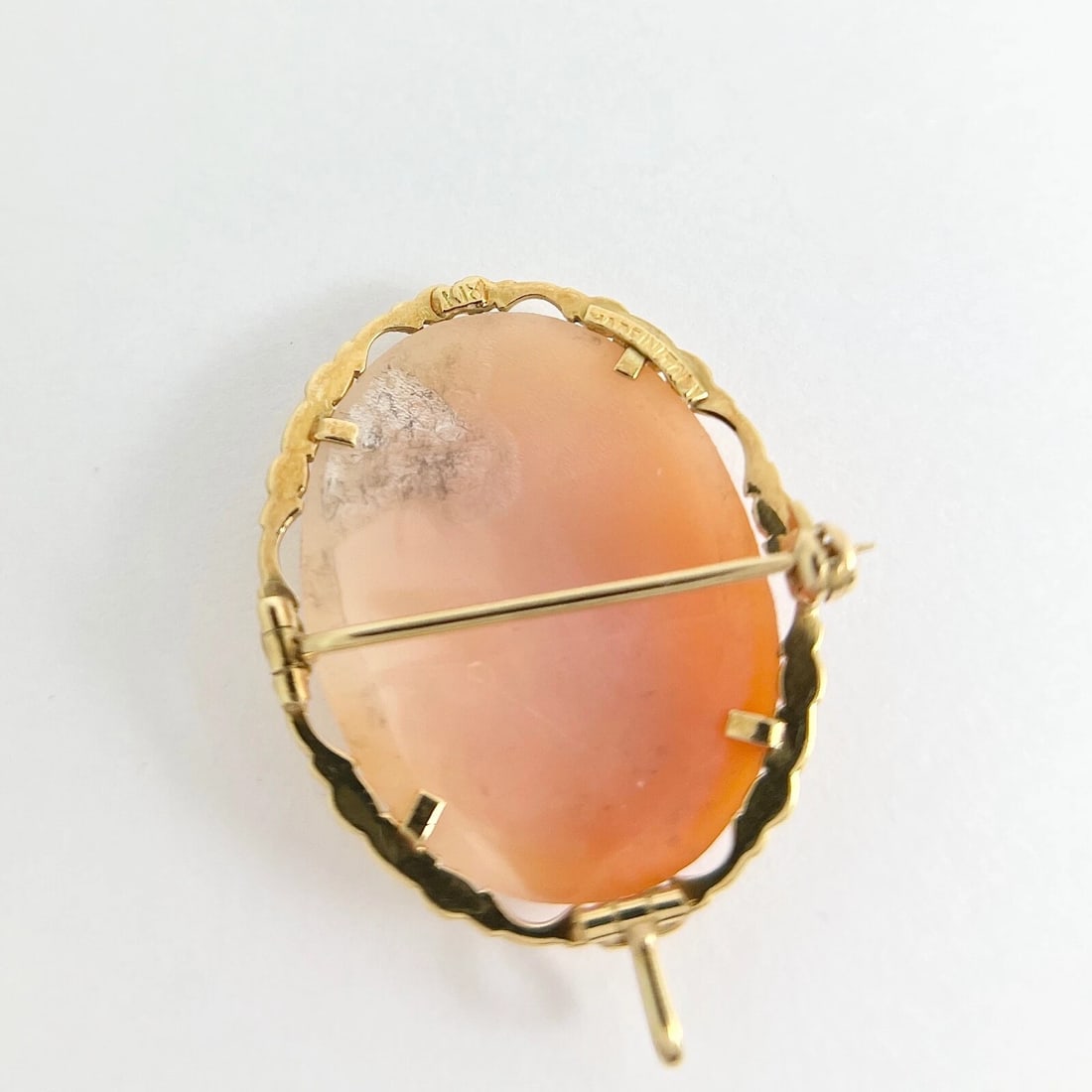 Antique 1920's Italian Cameo Pendant Brooch Pin 18K Yellow Gold, 7.57 Grams - 11