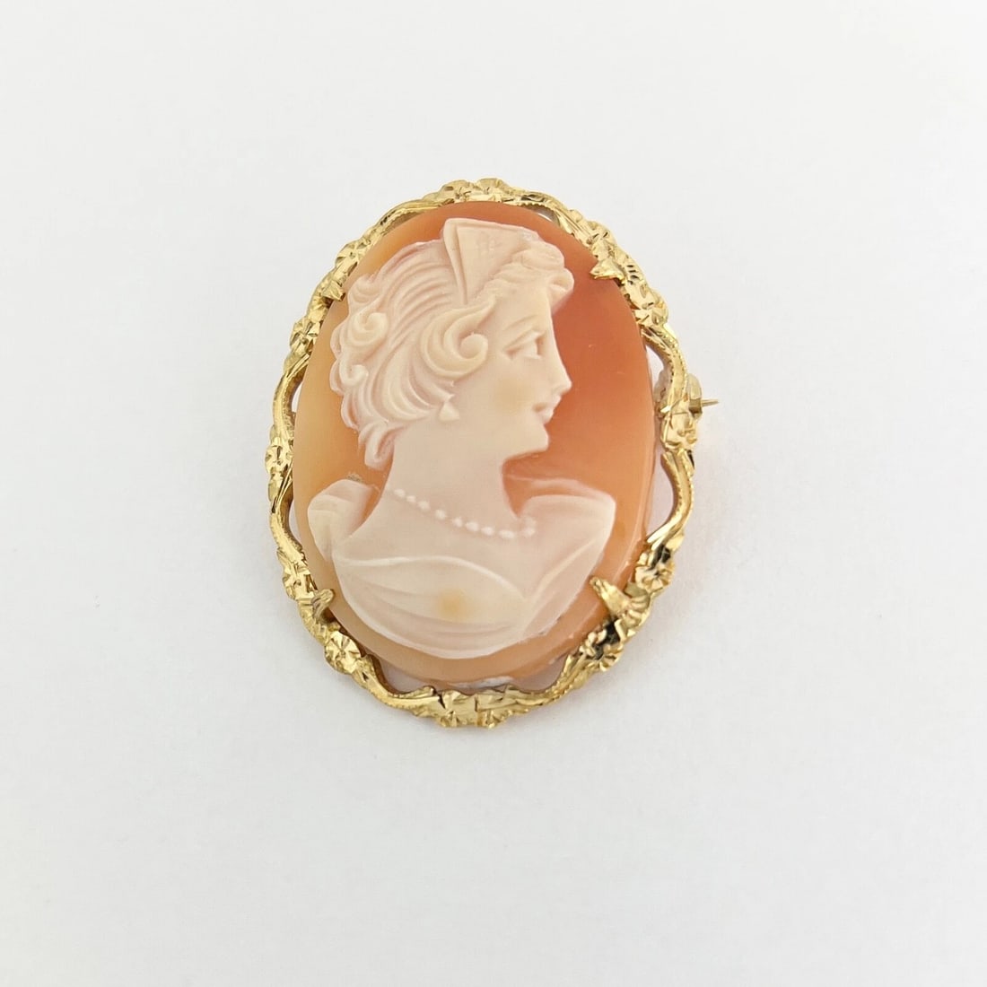 Antique 1920's Italian Cameo Pendant Brooch Pin 18K Yellow Gold, 7.57 Grams - 4