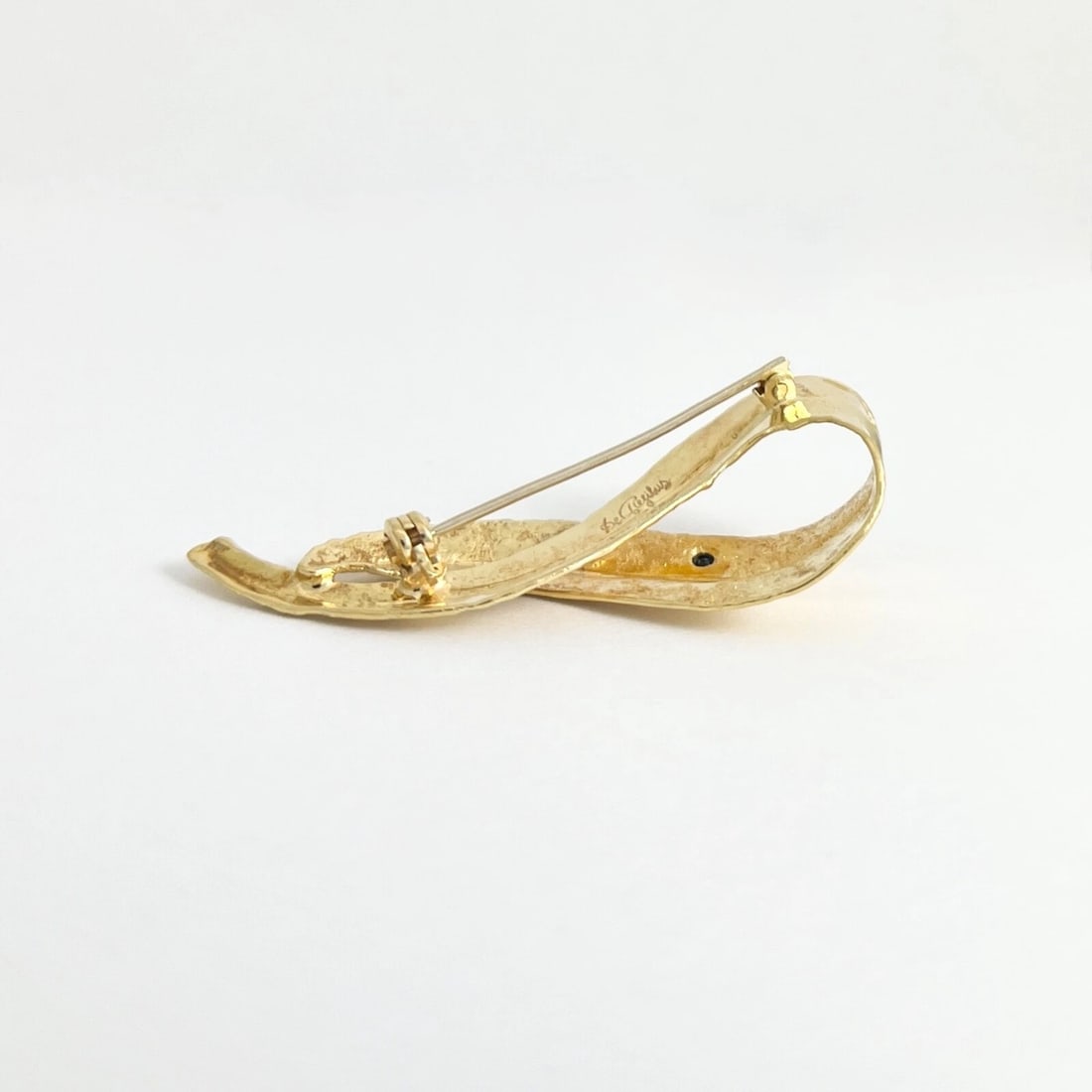 Vintage De Rejilus Sapphire Ribbon Brooch Pin 18K Yellow Gold, 6.29 Gr - 9