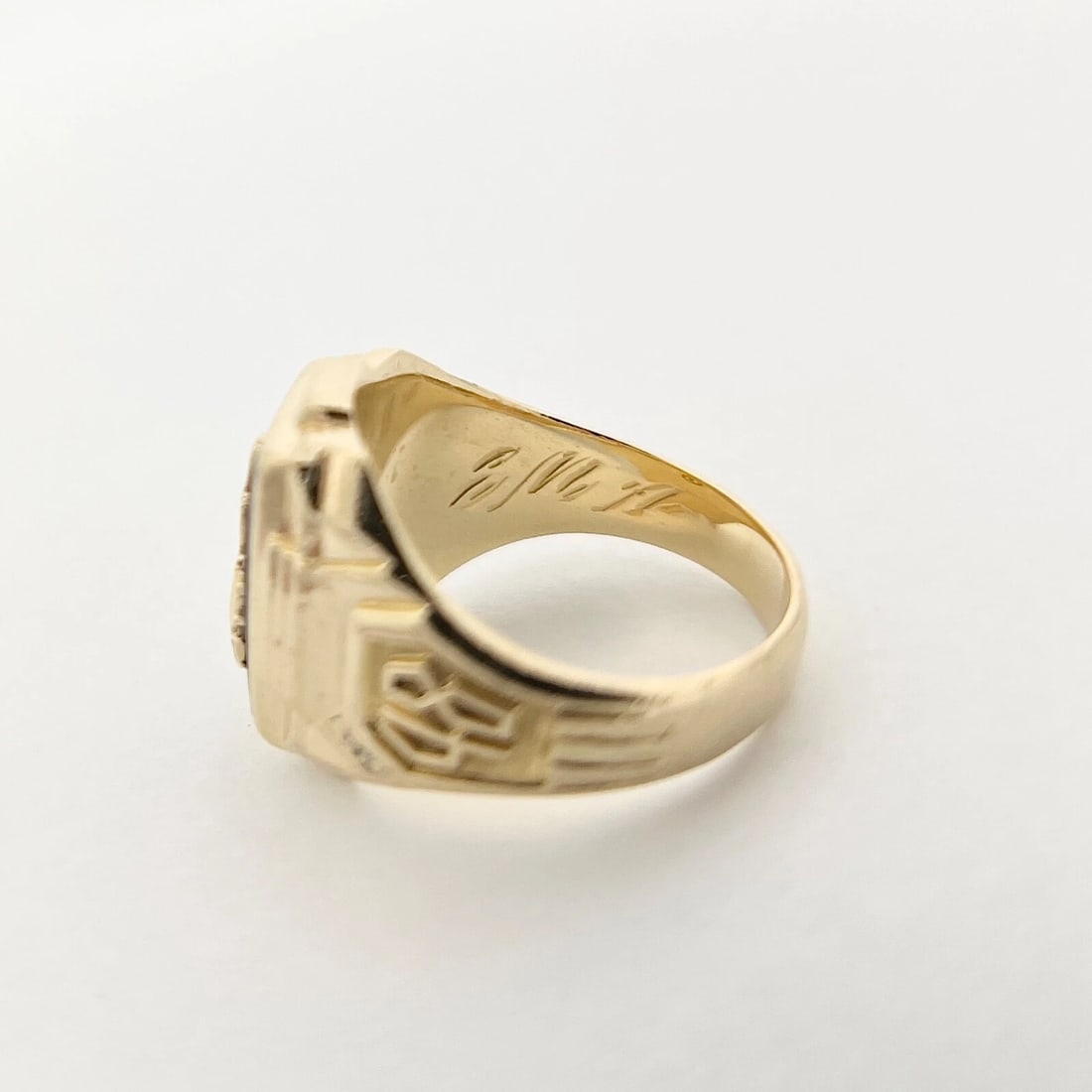 Vintage 1948 Fort Hamilton School Black Onyx Class Ring 10K Yellow Gold, 6.62 Gr - 8