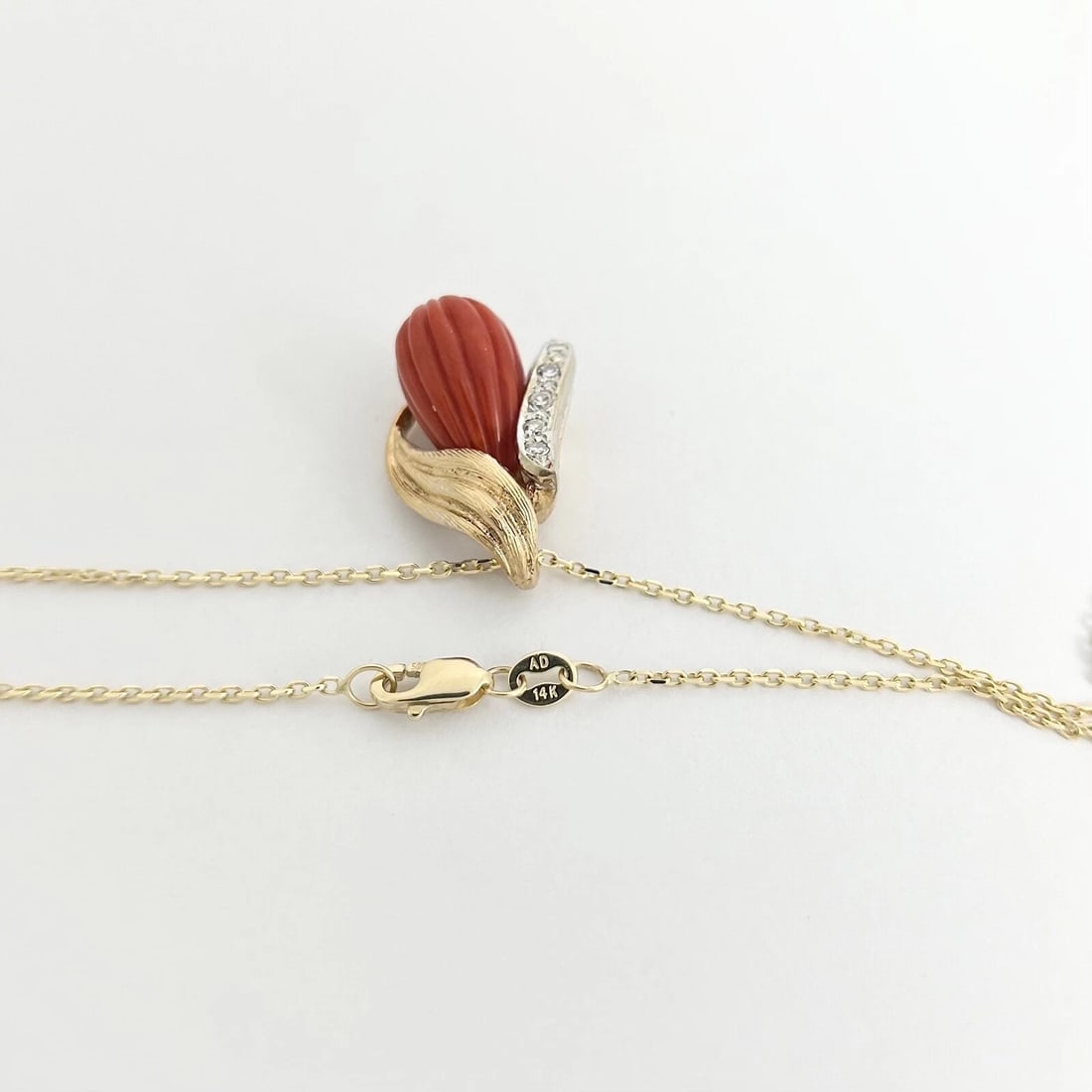 Vintage 1940's Diamond Teardrop Bead Pendant Necklace 14K Yellow Gold, 7.07 Gr - 8