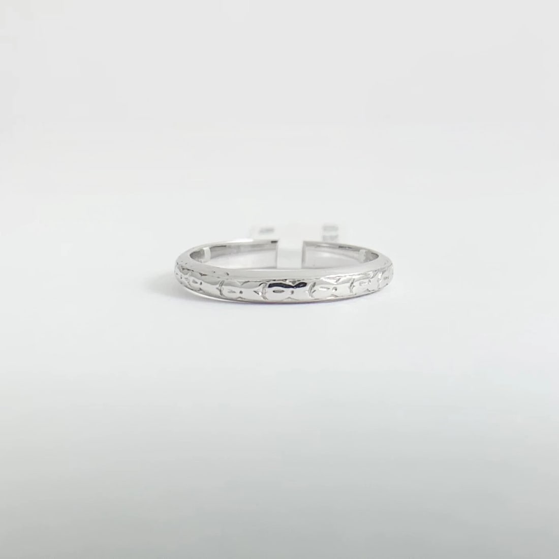 Antique 1920's Etched Wedding Band Ring 18K White Gold, Size 5.75, 2.33 Grams - 7