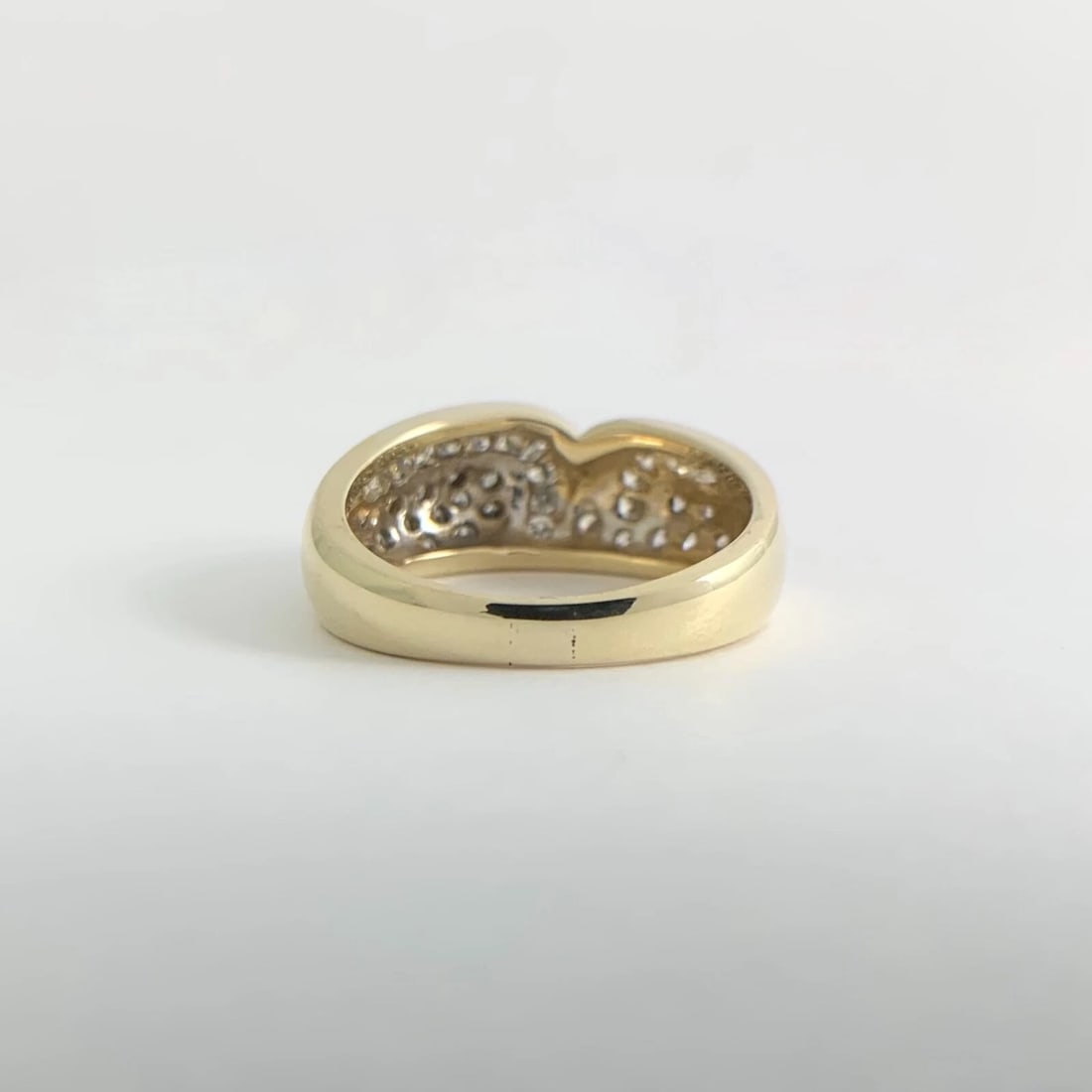 Vintage Diamond Geometric Band Statement Ring 14K Yellow Gold, .58 CTW, 6.60 Gr - 8