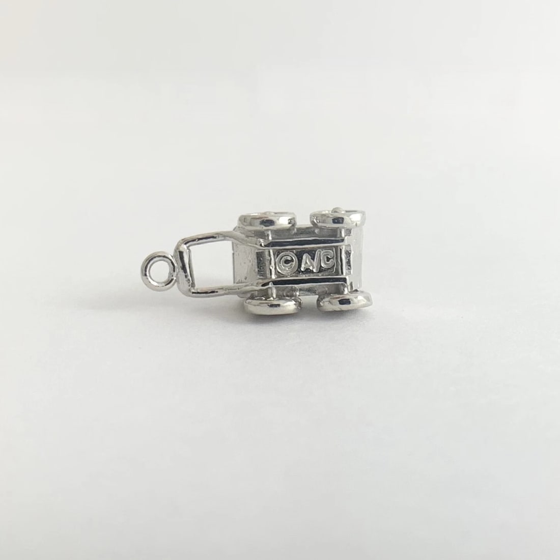 Vintage Baby Carriage Buggy Pram Bracelet Charm Pendant 14K White Gold, 3.61 Gr - 11
