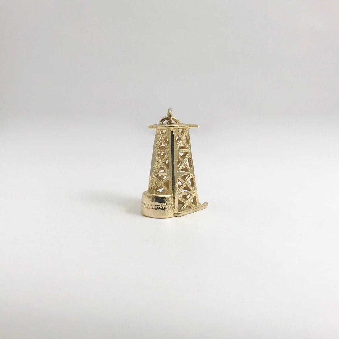 Vintage Oil Rig Tower Bracelet Charm Necklace Pendant 18K Yellow Gold, 3.59 Gram - 11