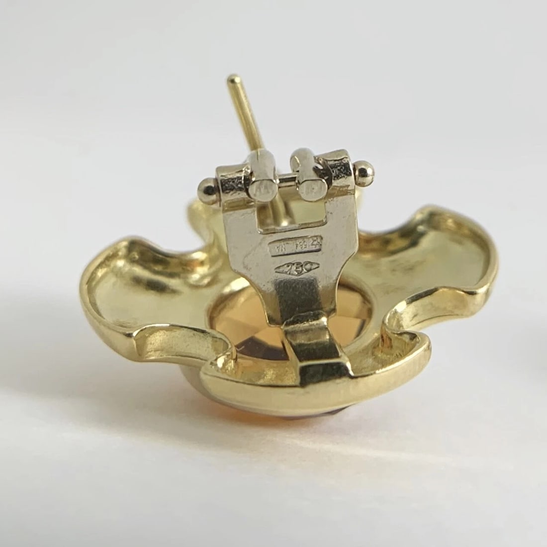 Vintage 1960s Citrine Geometric Drop Stud Earrings 18K Yellow Gold, 13.98 Grams - 10