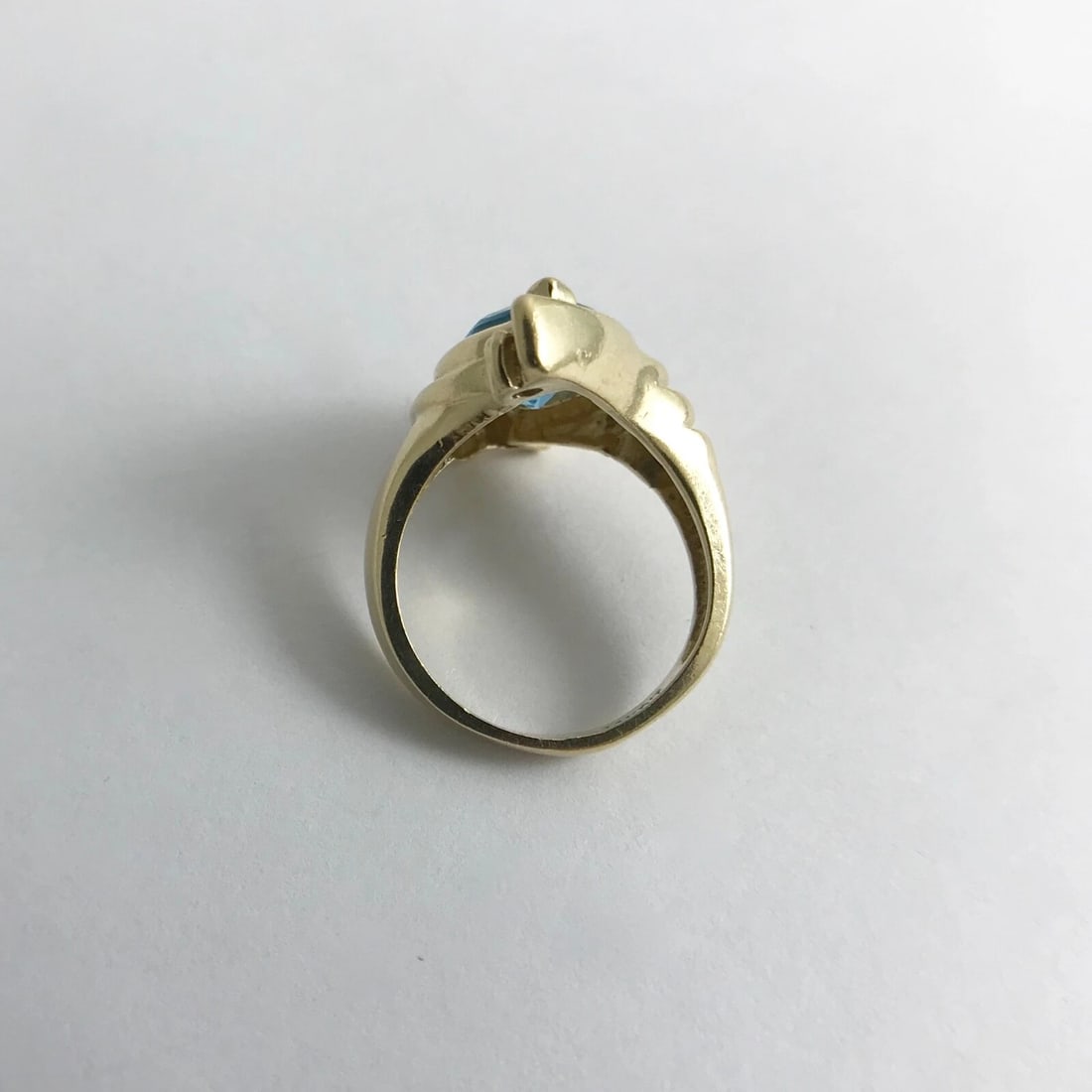 Vintage Pear Blue Topaz Diamond Cocktail Ring 14K Yellow Gold, 5.55 CTW, 6.42 Gr - 12