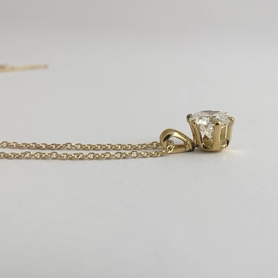 Vintage CZ Cubic Zirconia Solitaire Pendant Necklace 14K Yellow Gold, 2.24 Gram - 9