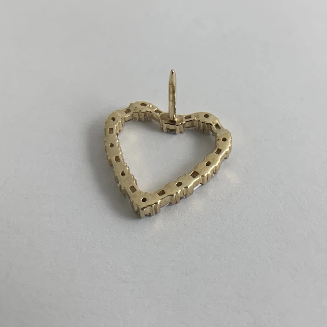 Vintage 1960's Diamond Heart Brooch Pin Tie Tack 14K Yellow Gold, 2.52 Grams - 11