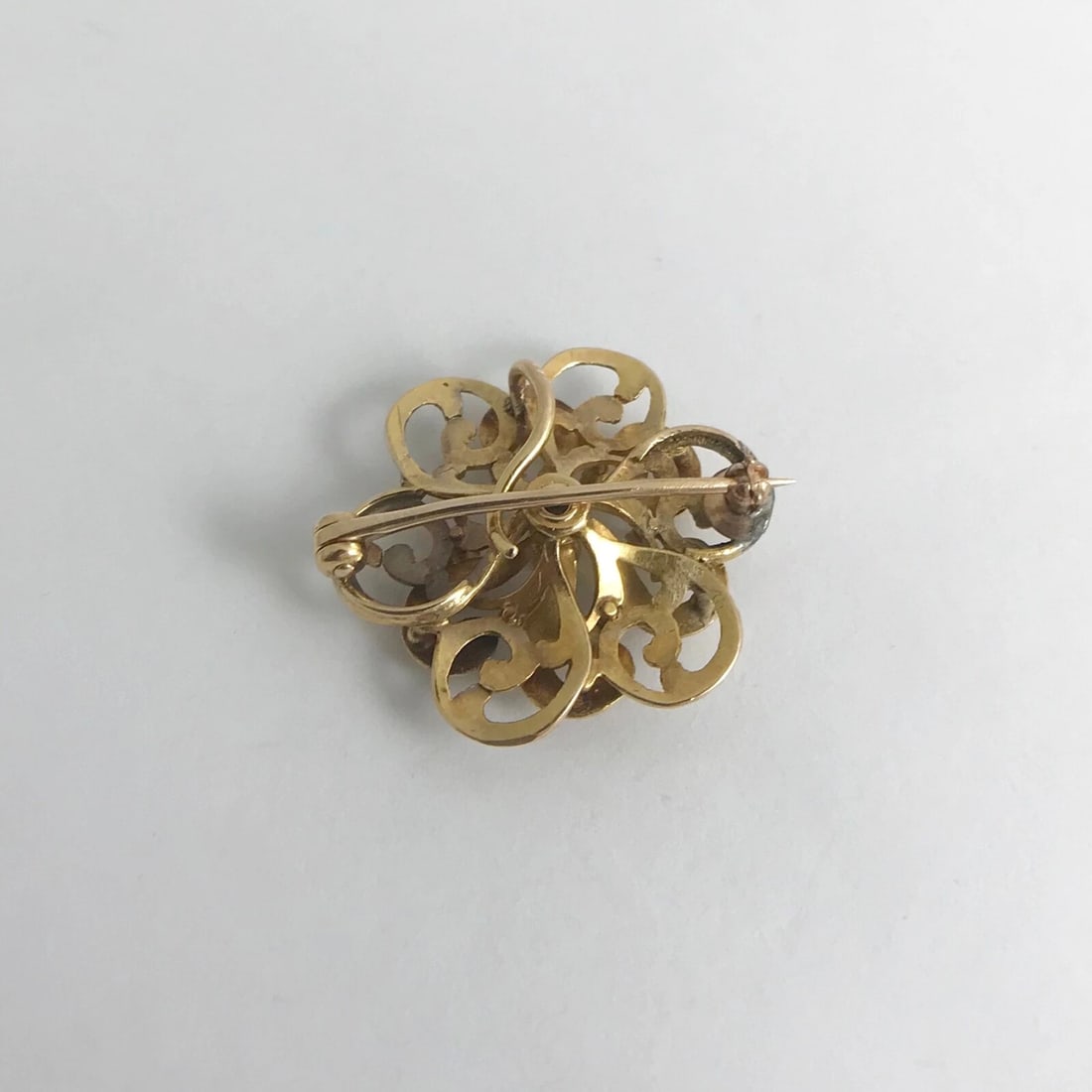 Antique Edwardian Diamond Turquoise Enamel Brooch Pin 20K Yellow Gold, 5.19 Gram - 12