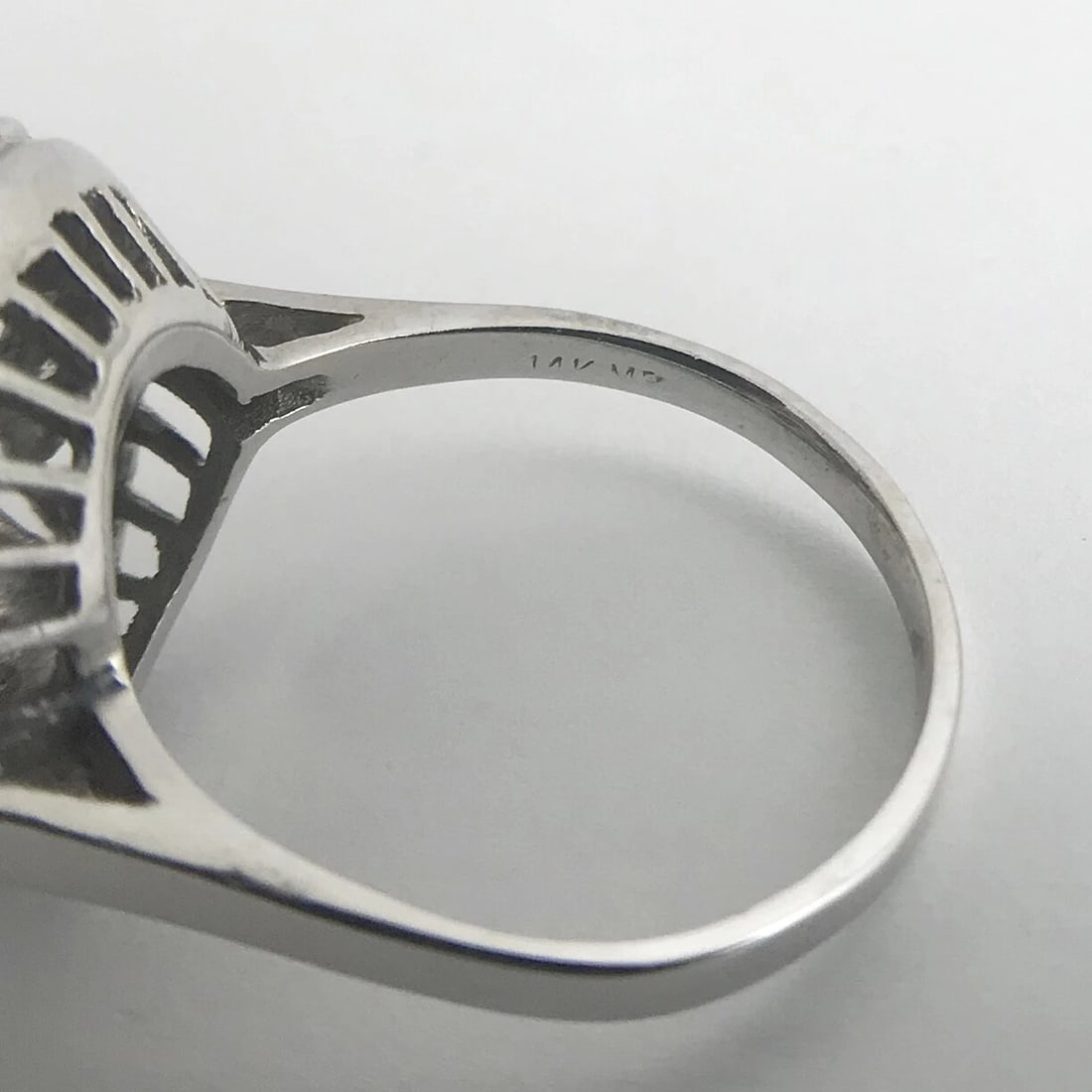 Vintage 1940's Diamond Filigree Dome Cocktail Ring 12K White Gold, 6.69 Grams - 13