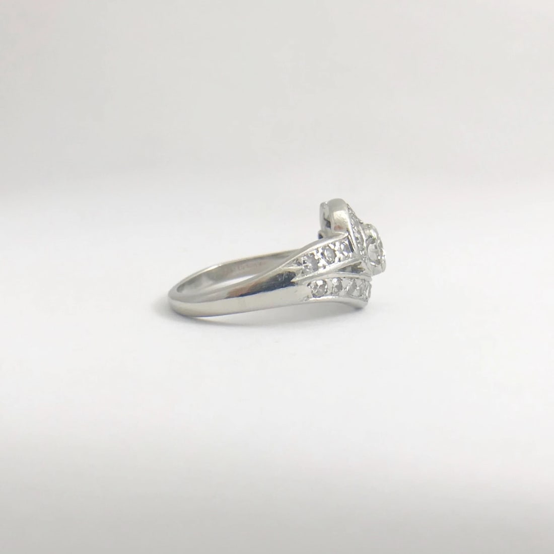 Vintage Art Deco Diamond Platinum Asymmetrical Ribbon Ring .83 ctw, 7.31 Grams - 9