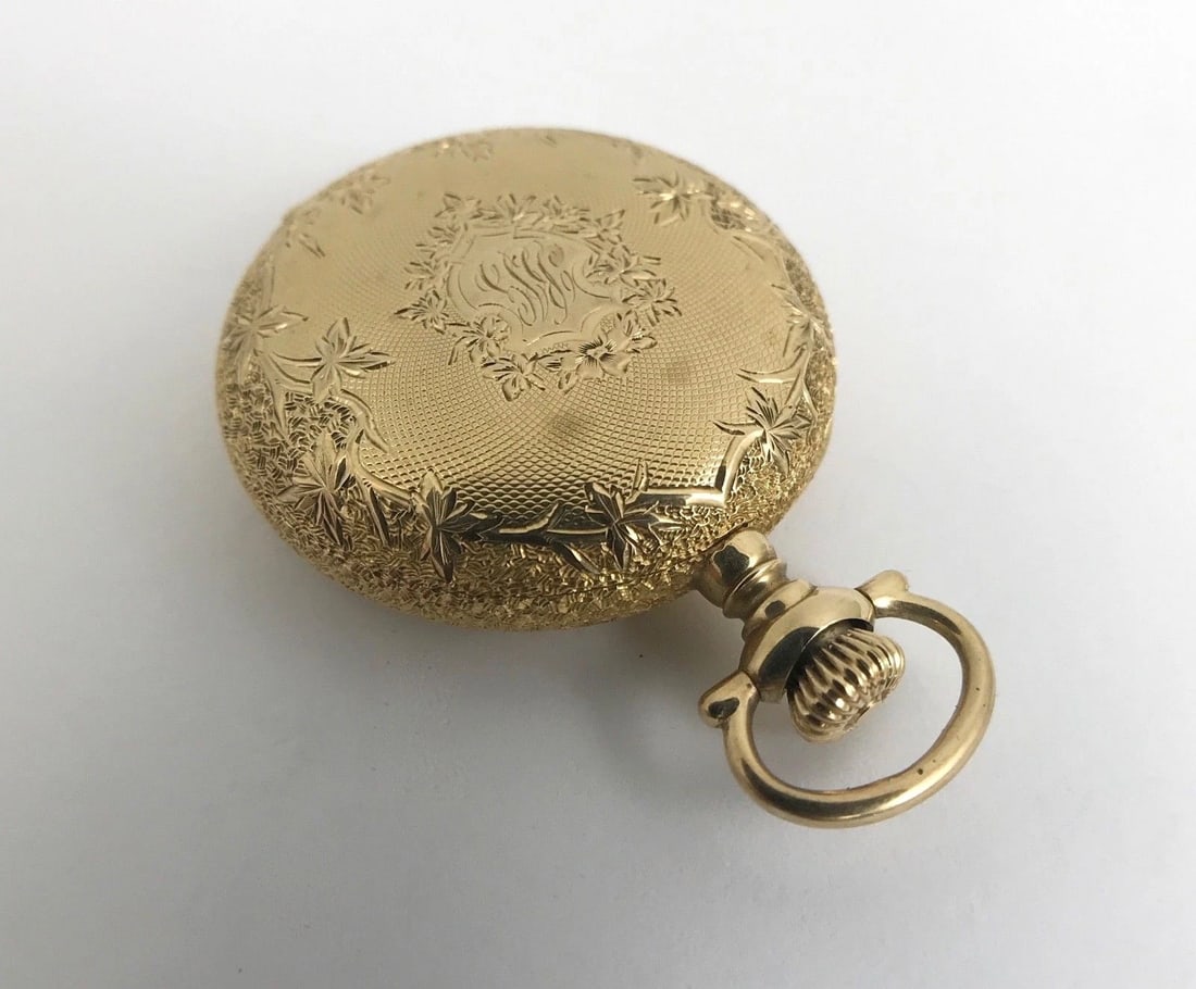 Antique Waltham Ornate Pocket Watch 14K Yellow Gold, 1900-1910, 35 mm, 38.8 Gram - 13
