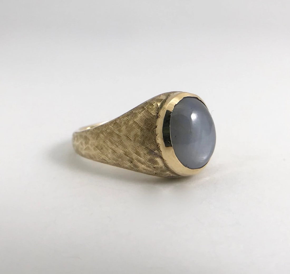 Vintage 1960's Handmade Oval Star Sapphire Ring 14K Yellow Gold, 11.95 Grams - 7