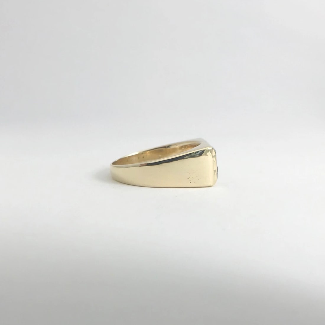 Vintage Men's Two-Row Pave Diamond Flat Top Ring 14K Yellow Gold, 10.6 Grams - 10