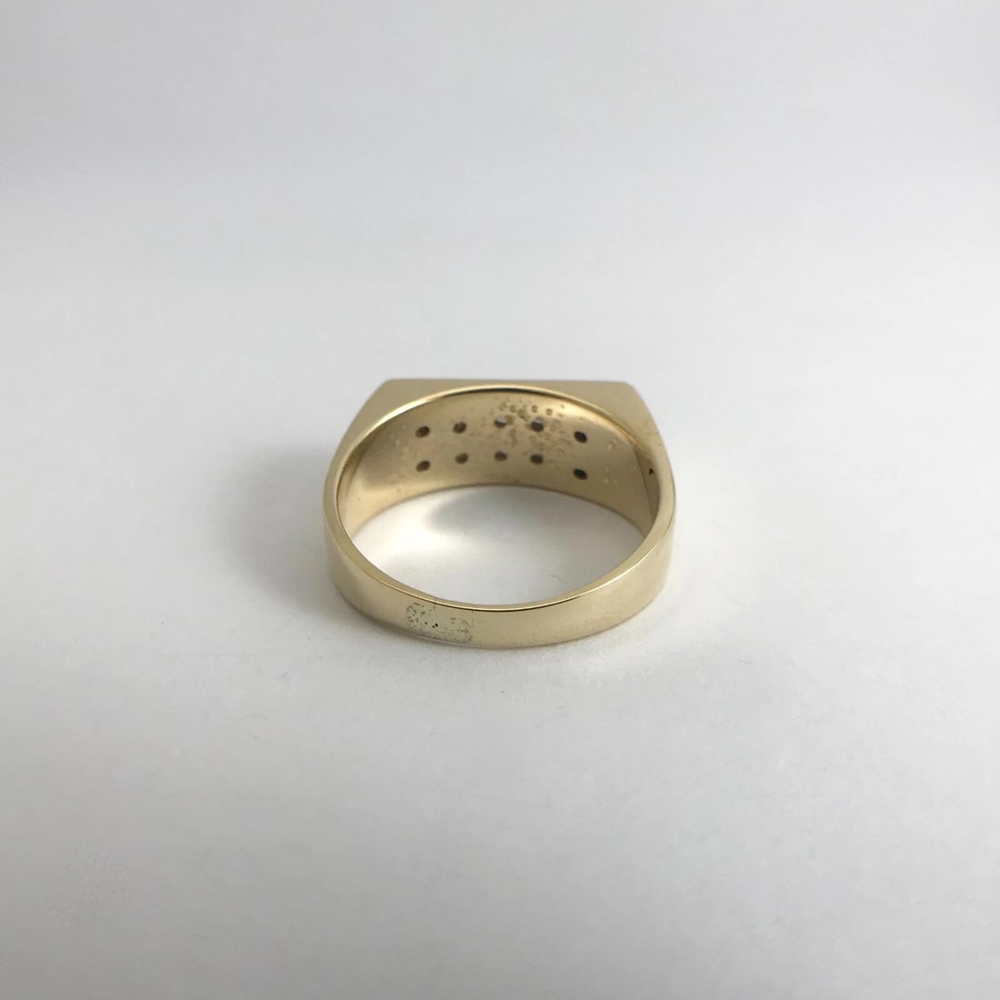 Vintage Men's Two-Row Pave Diamond Flat Top Ring 14K Yellow Gold, 10.6 Grams - 11