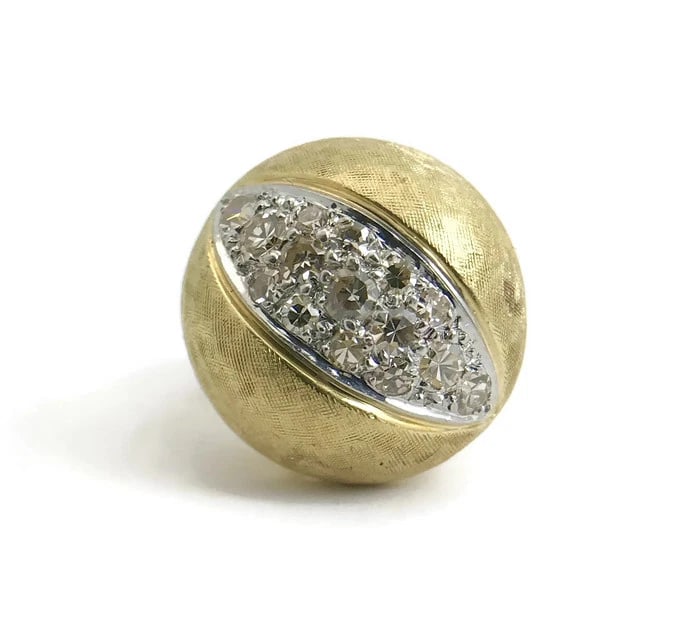 Vintage 1960's Diamond Dome Cocktail Ring 18K Yellow Gold, .40 CTW, 14.27 Grams - 2
