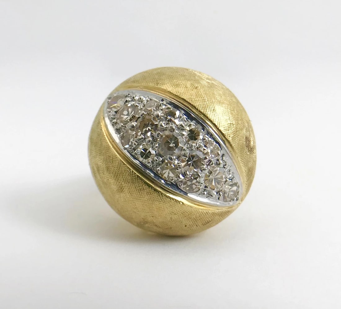 Vintage 1960's Diamond Dome Cocktail Ring 18K Yellow Gold, .40 CTW, 14.27 Grams - 8