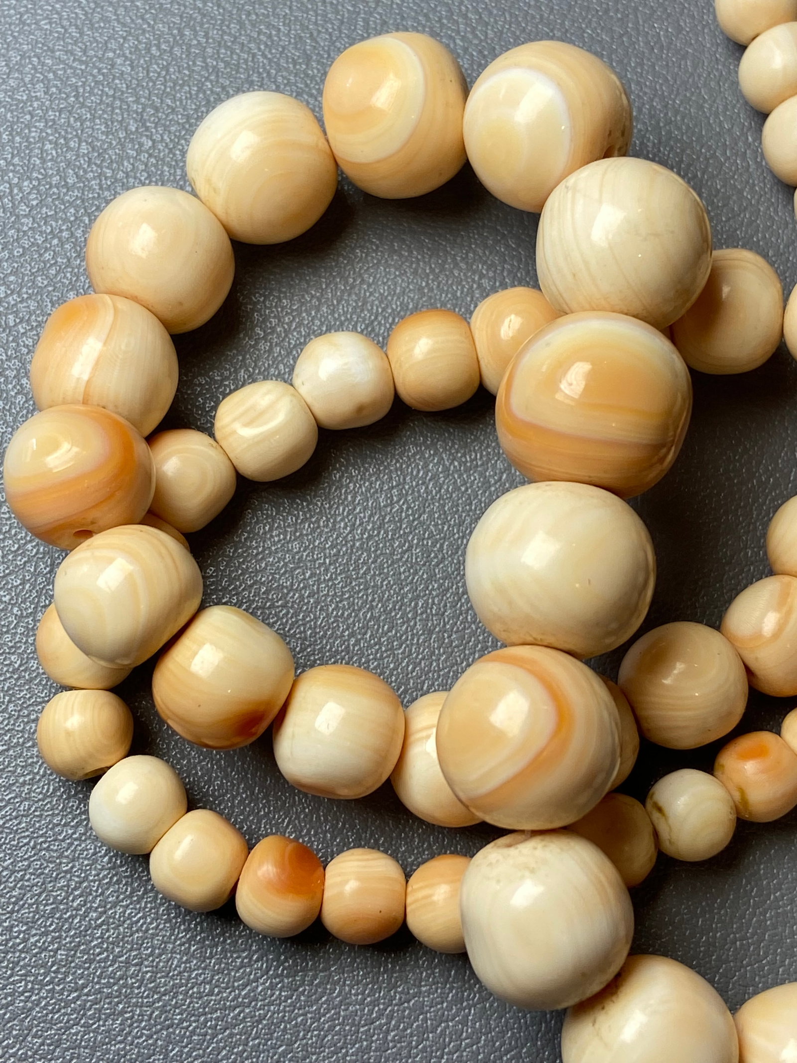 Antique Pink Jadeized Tridacna Fossil Beads Necklace - 3