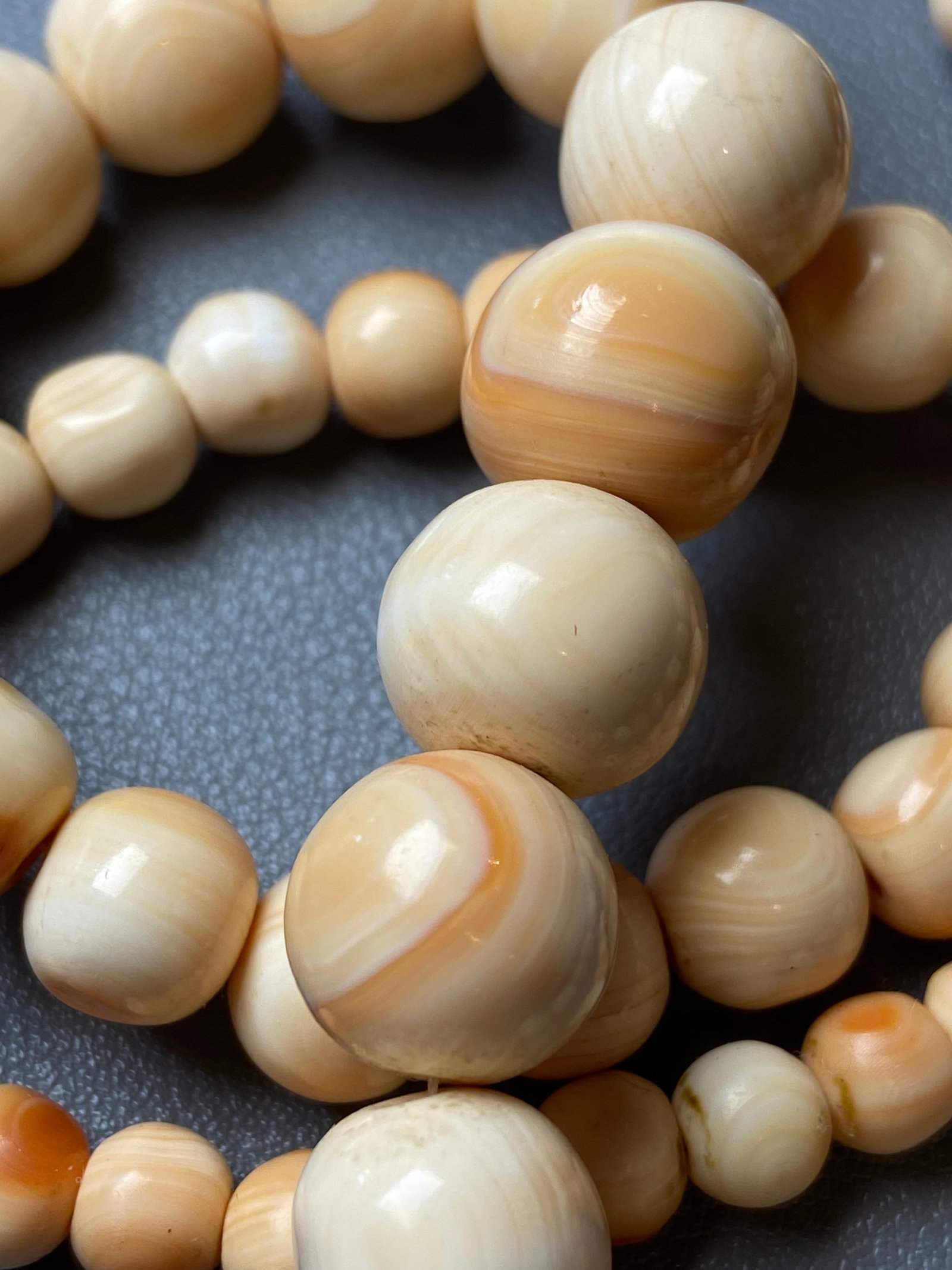 Antique Pink Jadeized Tridacna Fossil Beads Necklace - 4