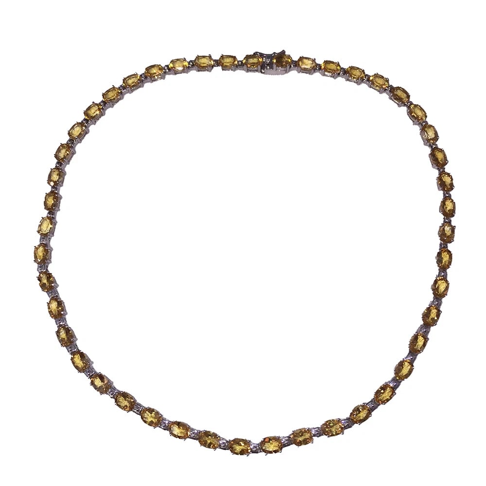 Faceted Citrine Oval Sterling Silver Eternity Necklace - 5