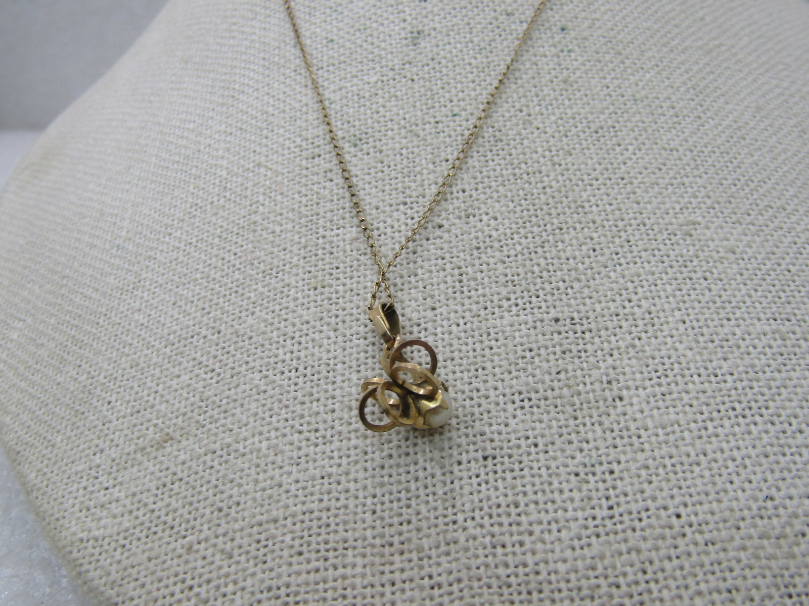 Vintage 12kt g.F. Faux Pearl Necklace, 15" Chain - 5
