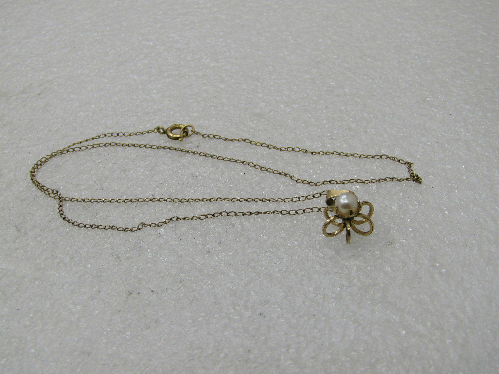 Vintage 12kt g.F. Faux Pearl Necklace, 15" Chain - 6