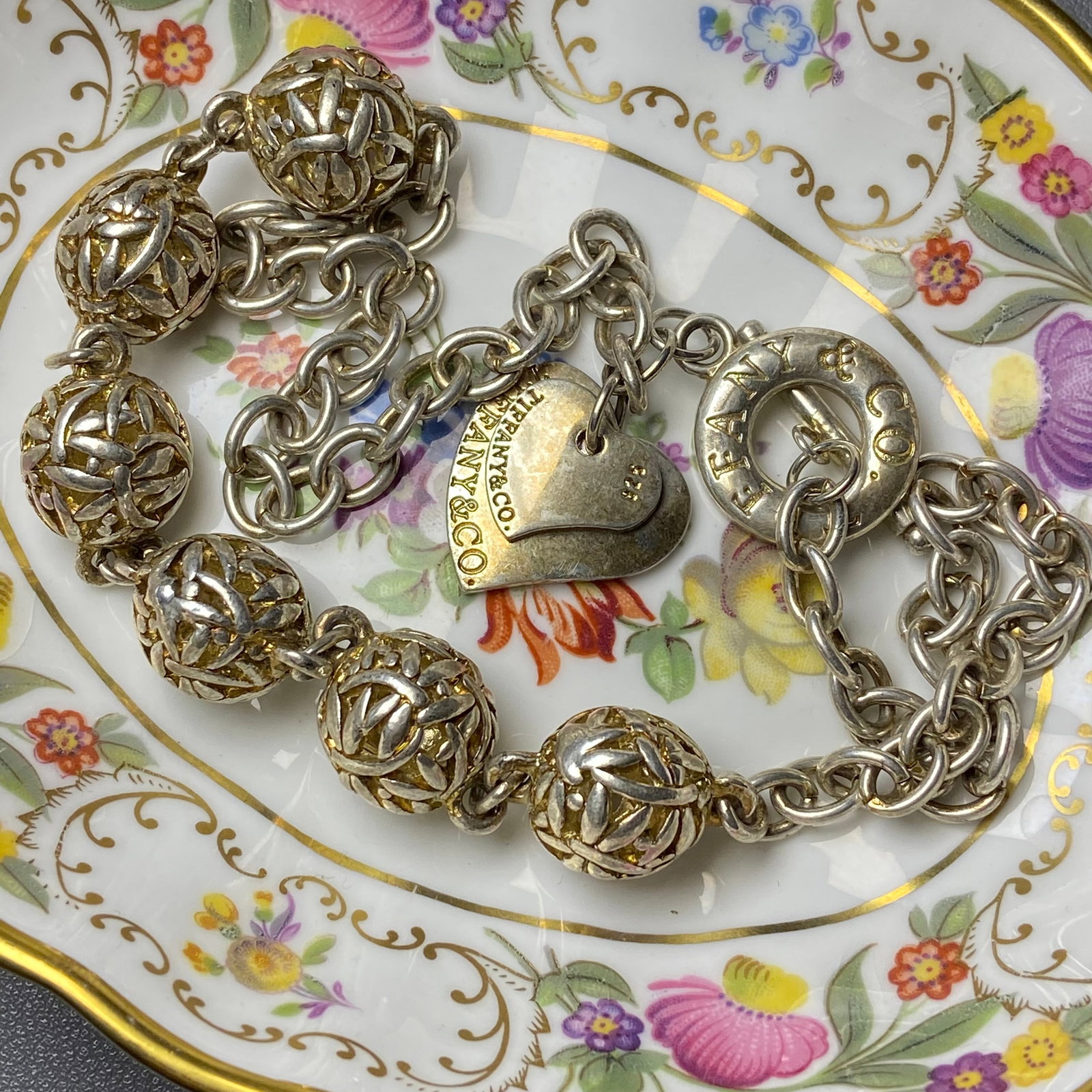 Vintage Tiffany & Co. Double Heart Tag Toggle 925 Sterling Silver Choker Necklace - 4