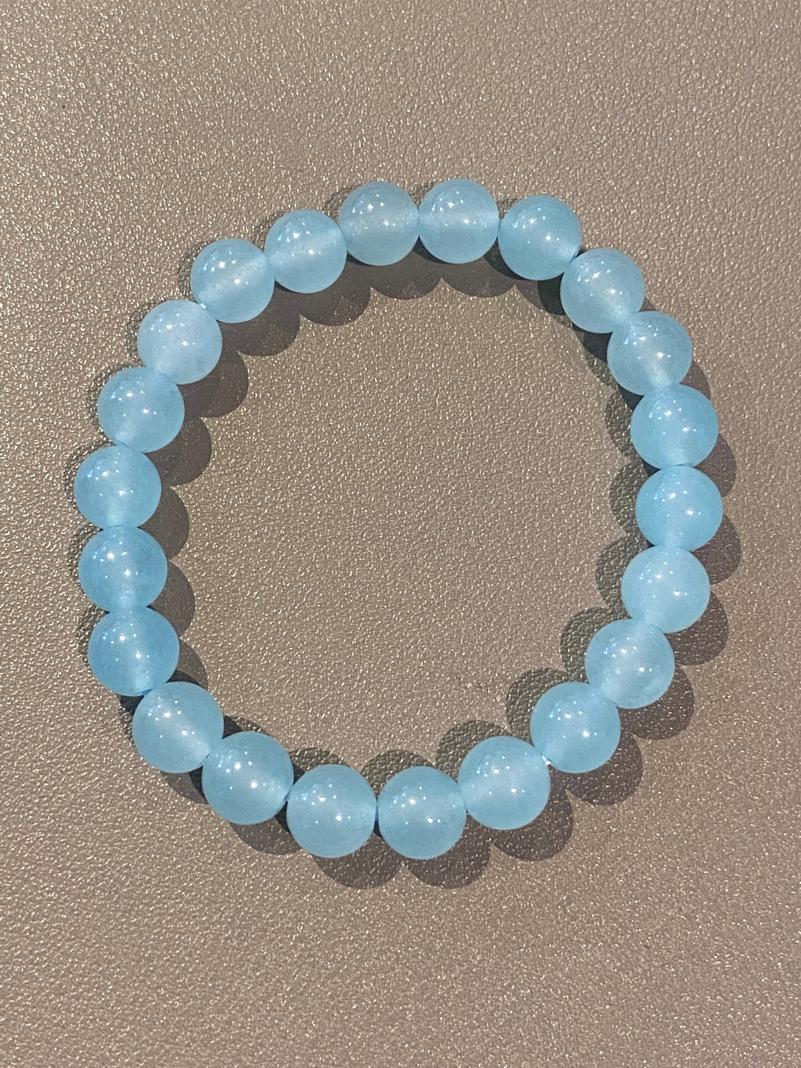 Natural Gemstone Aquamarine 8mm round beads bracelet - 2