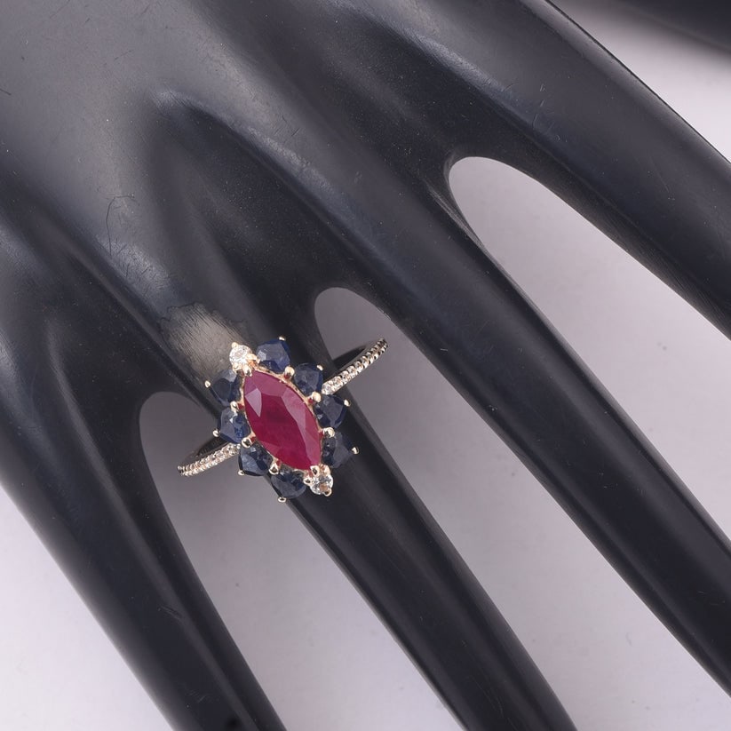 2.56 Ct Marquise Ruby 9K Gold Ring - 2
