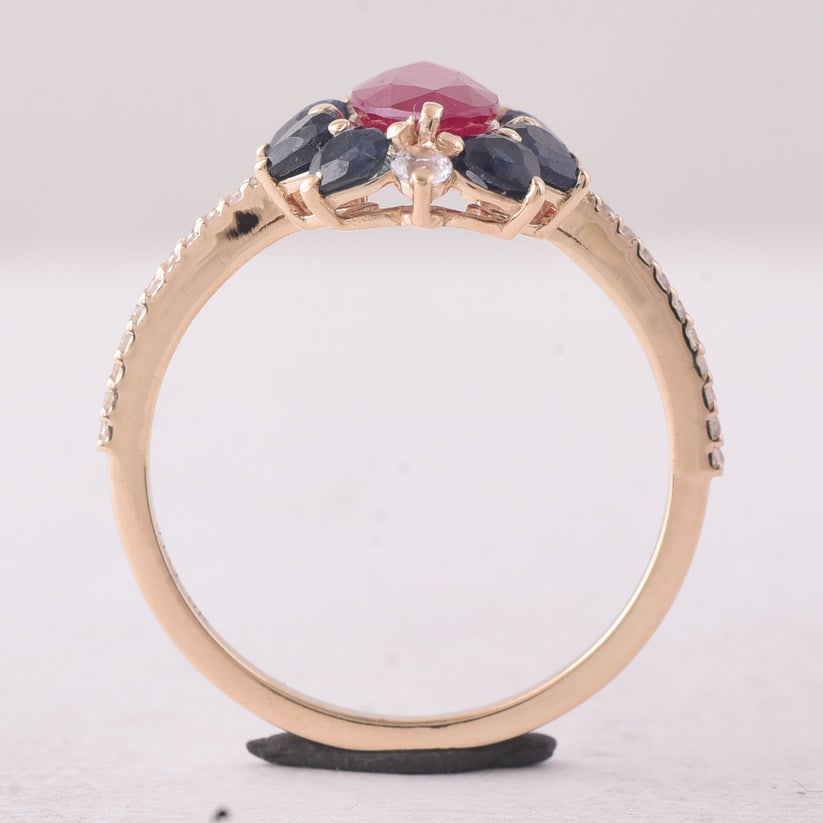 2.56 Ct Marquise Ruby 9K Gold Ring - 4