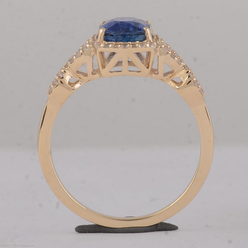 2.13 Ct Cushion Sapphire 9K Gold Ring - 4