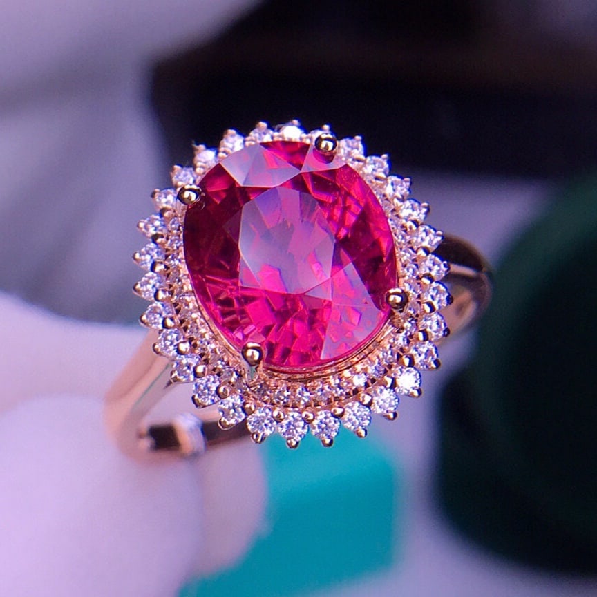 14K GOLD 4 CT NATURAL TOURMALINE & DIAMOND RING - 3