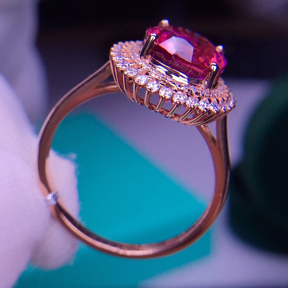 14K GOLD 4 CT NATURAL TOURMALINE & DIAMOND RING - 6